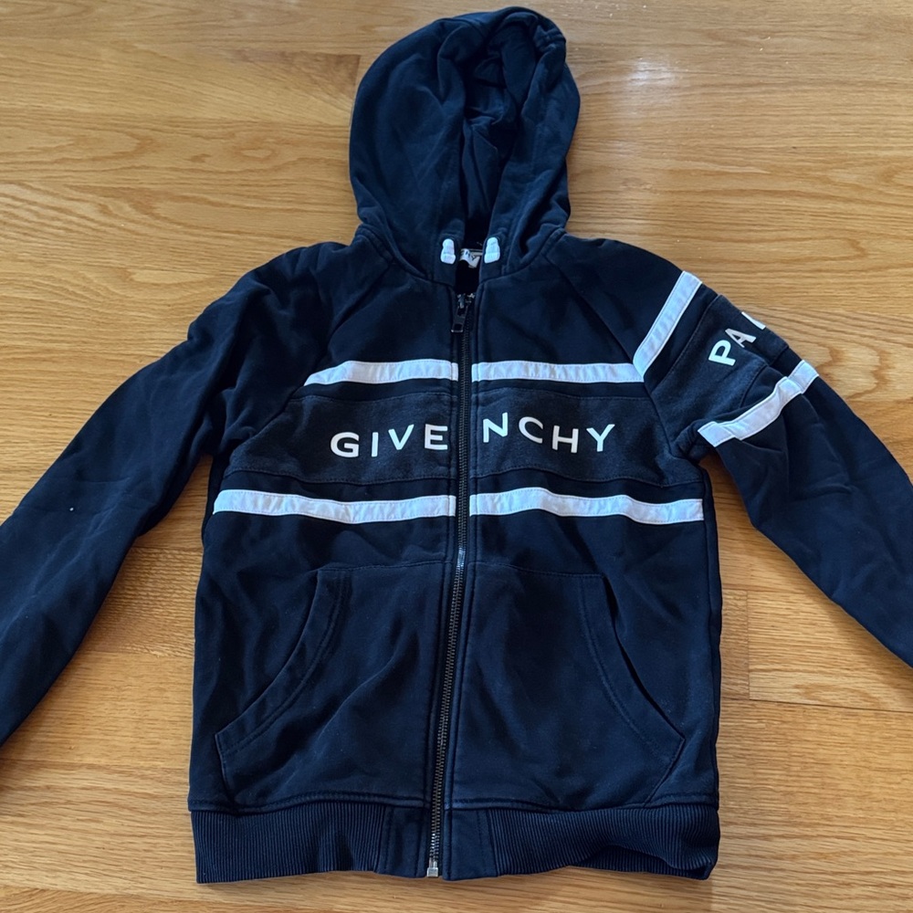 Givenchy Kids Black and White Zip-Up Hoodie